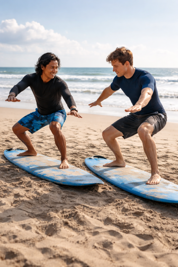 Surfing lessons on Kuta Beach